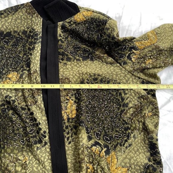 Vintage TanJay Green Botanical Open Front Knit Blazer Plus women’s Size L - Picture 9 of 14